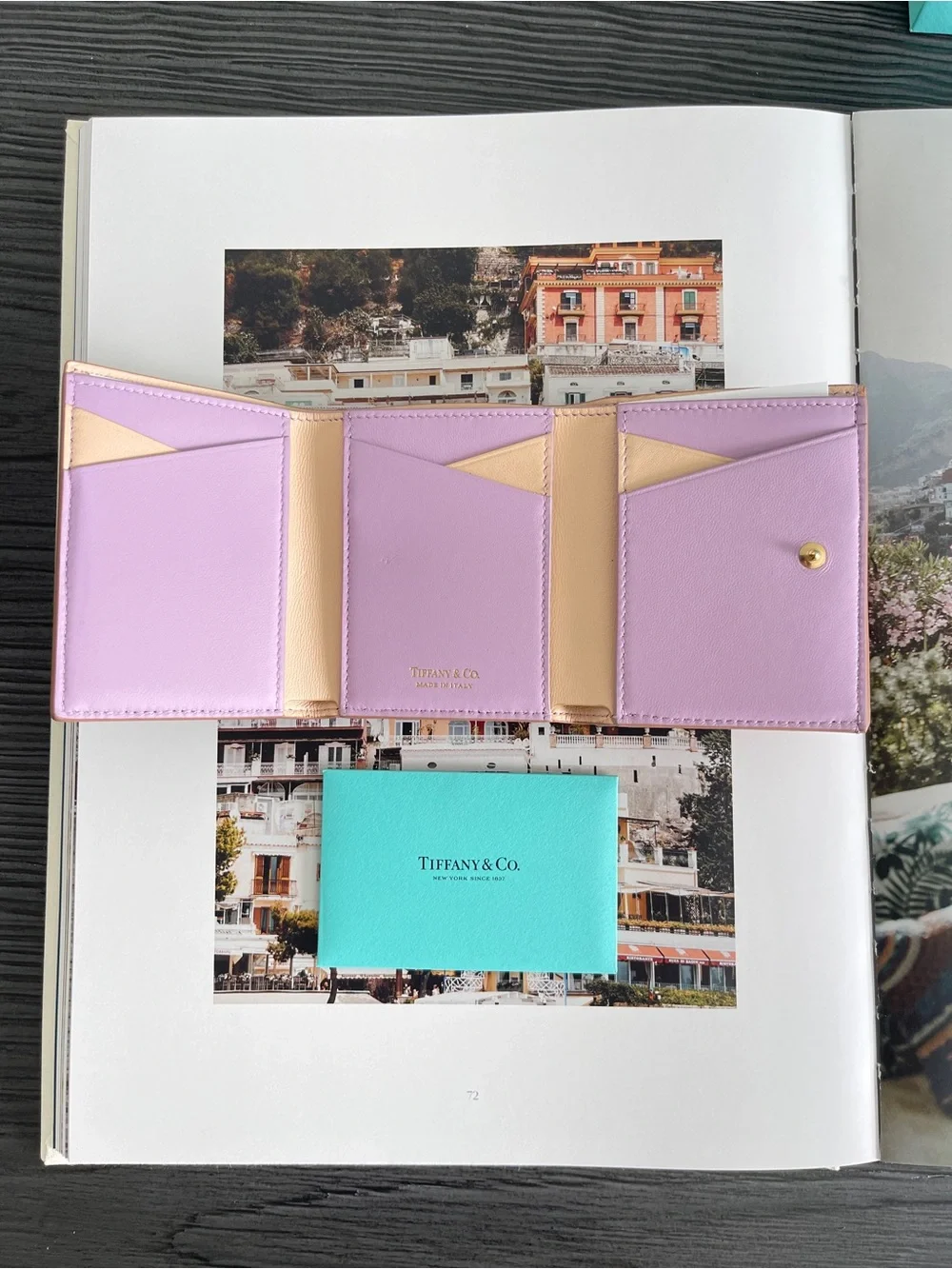 Tiffany & Co. Brown Pebbled Leather Tri-Fold Wallet Gold TC Logo NEW $650